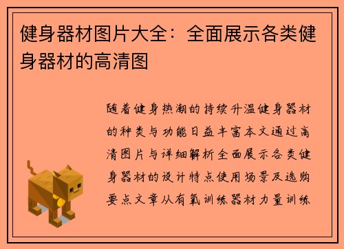健身器材图片大全：全面展示各类健身器材的高清图